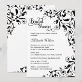 Invitation Fête des mariées élégante à perles noires et blanc (Devant / Derrière)