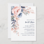 Invitation Fête des mariées élégante à script floral rose (Devant)