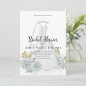 Invitation Fête des mariées Elégante aquarelle robe florale (Debout devant)