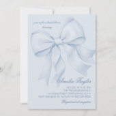 Invitation Fête des mariées élégante Bleu Bow (Devant)