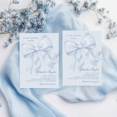 Invitation Fête des mariées élégante Bleu Bow