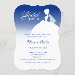 Invitation Fête des mariées élégante bleu marine