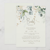 Invitation Fête des mariées élégante botanique de taille légè (Devant / Derrière)
