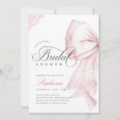 Invitation Fête des mariées élégante de Bow rose (Devant)
