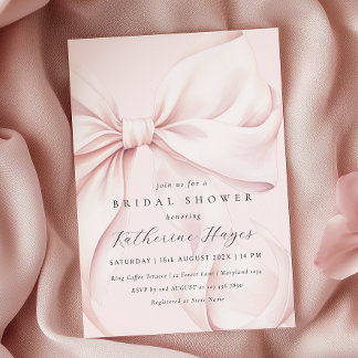 Invitation Fête des mariées élégante de Bow rose