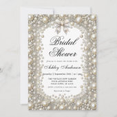 Invitation Fête des mariées élégante de diamants et de perles (Devant)