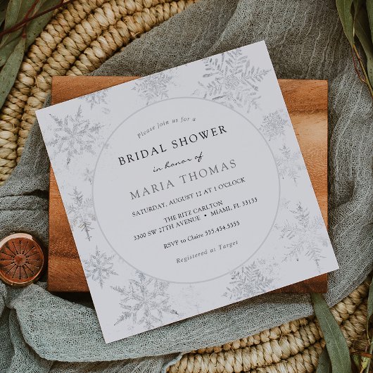 Invitation Fête des mariées Élégante de flocon de neige en hi