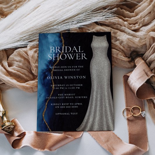 Invitation Fête des mariées élégante de la Marine