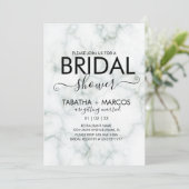 Invitation Fête des mariées élégante de script en marbre simp (Debout devant)