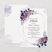 Invitation Fête des mariées élégante de script floral pourpre (Devant / Derrière)