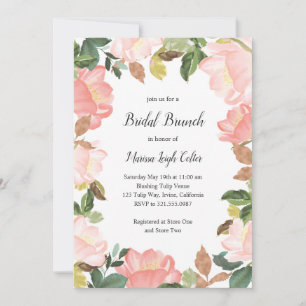Invitation Fête des mariées élégante du cadre floral rose