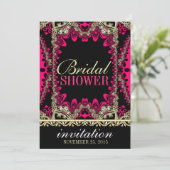 Invitation Fête des mariées élégante en or rose gras (Debout devant)