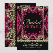 Invitation Fête des mariées élégante en or rose gras (Devant / Derrière)