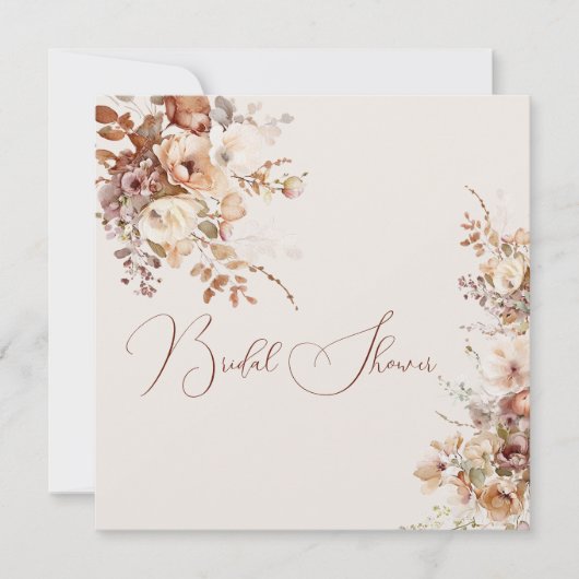 Invitation Fête des mariées Elégante Fleurs de Champ Simple C (Devant)