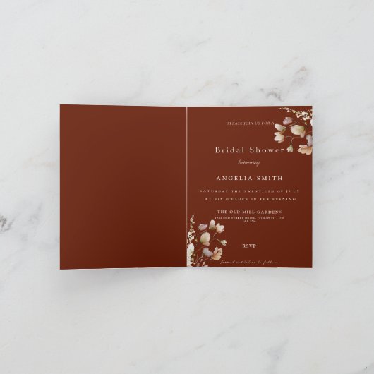 Invitation Fête des mariées Elégante Fleurs de Champ Simple C (Intérieur)