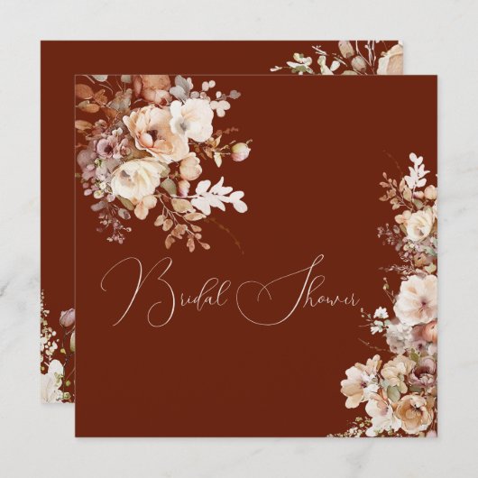 Invitation Fête des mariées Elégante Fleurs de Champ Simple C (Devant / Derrière)