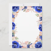 Invitation Fête des mariées élégante marine et rose florale (Dos)