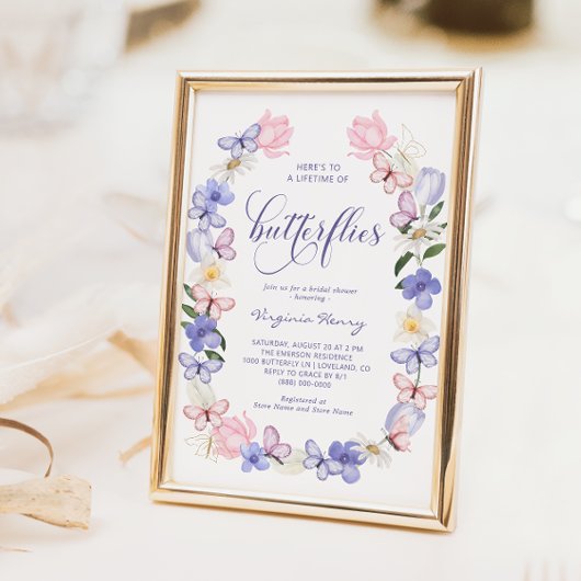 Invitation Fête des mariées élégante papillon