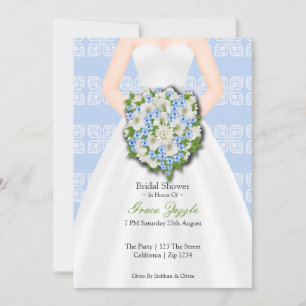 Invitation Fête des mariées Élégante robe de mariage Fleurs b