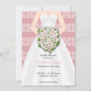 Invitation Fête des mariées Élégante robe de mariage Fleurs r