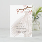 Invitation Fête des mariées Élégante robe de mariage Fleurs r (Debout devant)