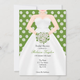Invitation Fête des mariées Élégante robe de mariage Fleurs v