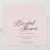 Invitation Fête des mariées élégante rose noire (Devant / Derrière)