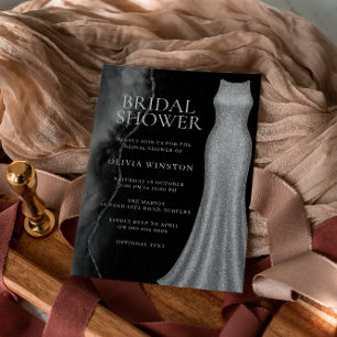 Invitation Fête des mariées élégante Vintage Black & Silver