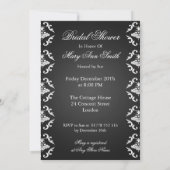 Invitation Fête des mariées élégante Vintage Damask Black (Dos)