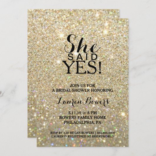 Invitation Fête des mariées - Elle A Dit Oui (Devant / Derrière)