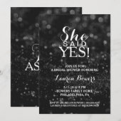 Invitation Fête des mariées - Elle A Dit Oui Noir (Devant / Derrière)