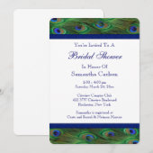 Invitation Fête des mariées Emerald Green Royal Blue Peacock (Devant / Derrière)