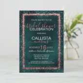 Invitation Fête des mariées Emerald Rose Gold Confetti (Debout devant)