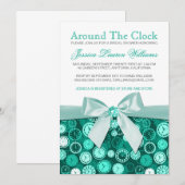 Invitation Fête des mariées Emeraude Thème Autour De L'Horlog (Devant / Derrière)