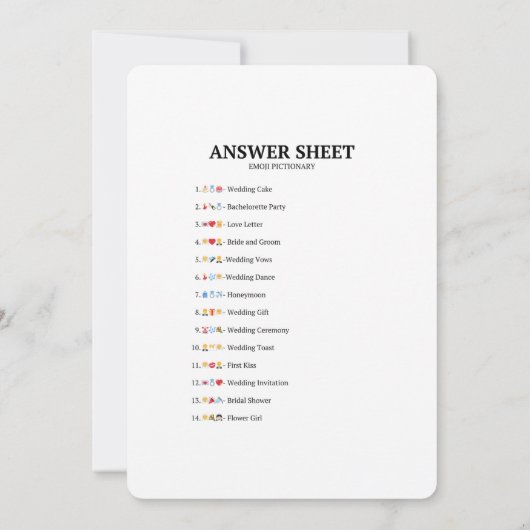 Invitation Fête des mariées Emoji Pictionary Jeu Élégant Mode (Dos)