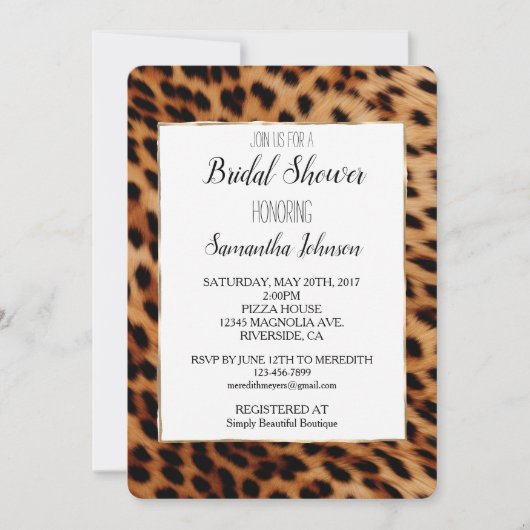 Invitation Fête des mariées Empreinte de léopard chic (Devant)