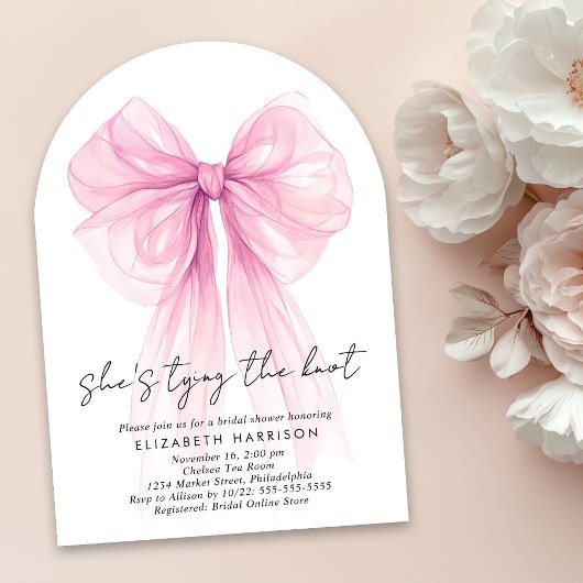 Invitation Fête des mariées en arc d'aquarelle rose Coquette 