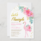 Invitation Fête des mariées en arc de Flamant rose rose flora (Devant)