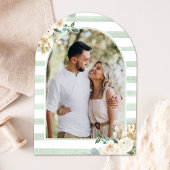 Invitation Fête des mariées en arc de lune verte ivoire