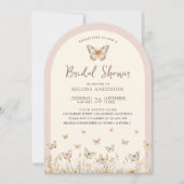 Invitation Fête des mariées en arc de papillon rose pâle Fleu (Devant)