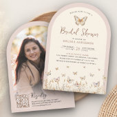 Invitation Fête des mariées en arc de papillon rose pâle Fleu