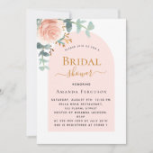 Invitation Fête des mariées en arc de verdure rose fleurie (Devant)
