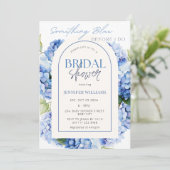Invitation Fête des mariées en arc floral Blue Hydrangea (Debout devant)