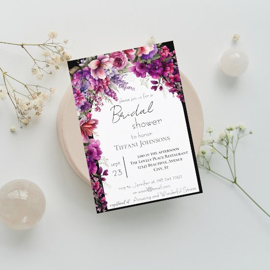 Invitation Fête des mariées en arc floral Fuchsia Lavender