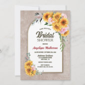 Invitation Fête des mariées en arc rose de tournesol rustique (Devant)