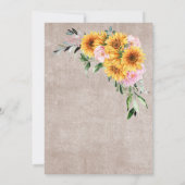 Invitation Fête des mariées en arc rose de tournesol rustique (Dos)