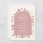 Invitation Fête des mariées en arc rose Pastel Fleur sauvage  (Devant)