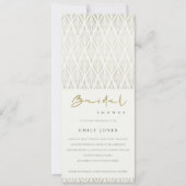 INVITATION FÊTE DES MARIÉES EN ARGENT BLANC ART DÉCO MODERNE  (Devant)