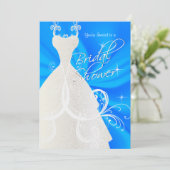 Invitation Fête des mariées en Bébé Bleu Satin (Debout devant)