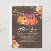 Invitation Fête des mariées en bois Citrouille orange brûlé (Devant)